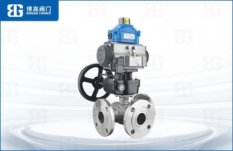 氣動三(san)通法蘭球閥